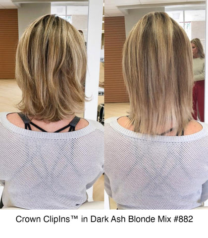 Hidden crown hair crown clip ins 8 inch extensions before after