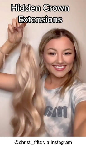 Hidden crown hair extensions christi fritz influencer instagram halo tutorial