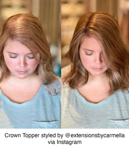 Hidden crown hair extensions crown topper extensions by carmella instagram strawberry blonde hair