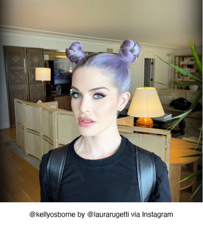 Kelly osborne laura rugetti instagram space buns purple hair hidden crown extensions Y2K hair