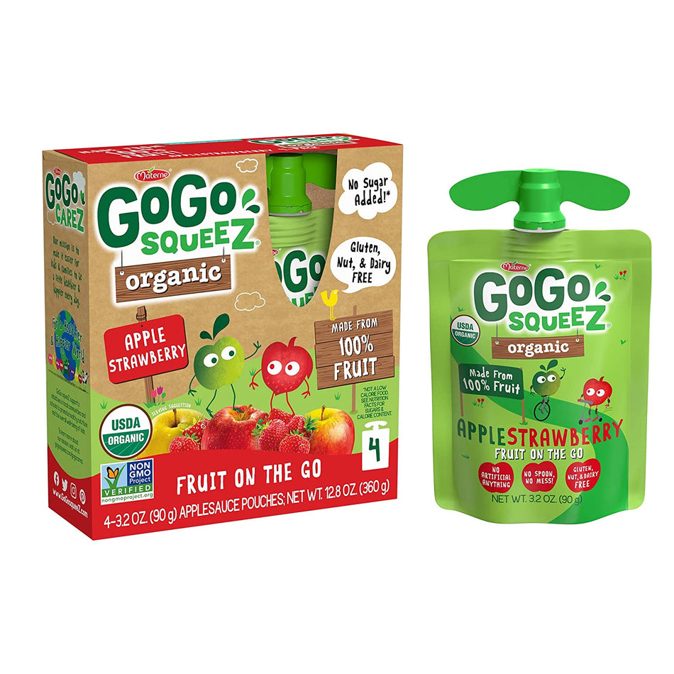 Gogo Squeez Apple Strawberry Organic Applesauce – Healthy Snack Solutions