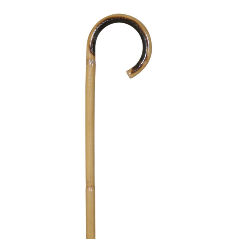 Traditional One Piece Solid Wood Walking Stick with Metal Spike