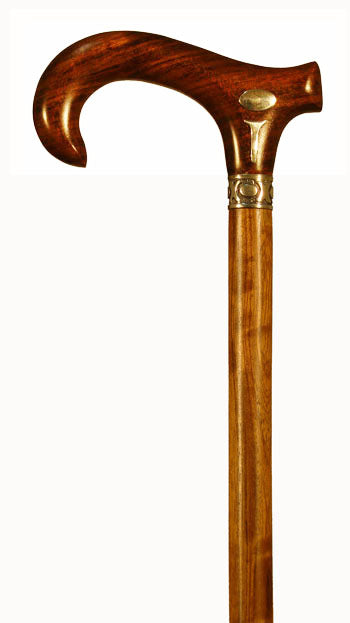 Precious Bubinga Wood Walking Stick with Sterling Silver Detail