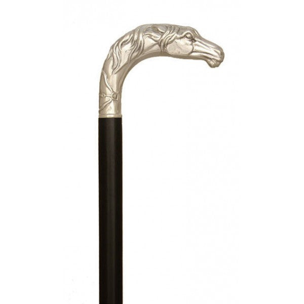 Sterling Silver Horse & Jockey Walking Cane Stick