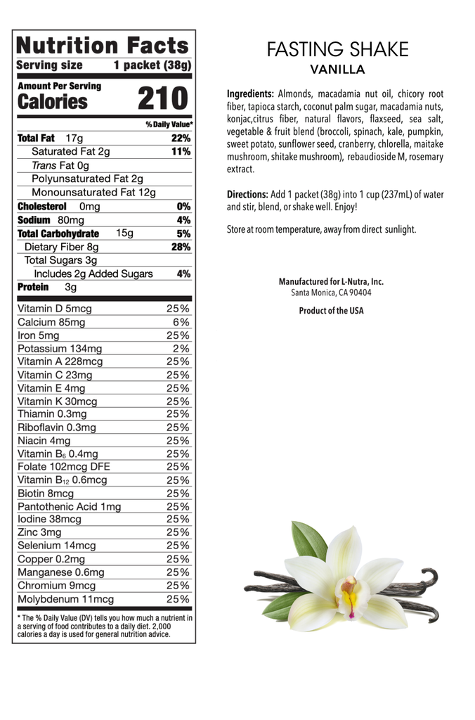 Vanilla Shake Nutrition Facts