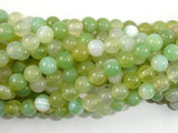 Banded Agate Beads, Light Green, 6mm-BeadBasic
