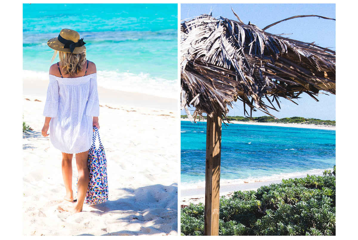 The Bondi Beach bag would make Mary Poppins  jealous... it holds everything! I brought it (along with the Packable Bow Hat) to the beach on a remote island called Anegada.