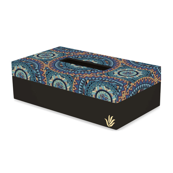 Blue Mandala Tissue Box 9" x 5" x 2.75" Ht. - Main Image