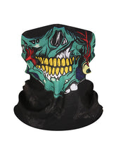 Load image into Gallery viewer, Color=Green | Skeleton Printed Breathable Monster Face Protective Neck Gaiter -Green 1