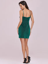 Load image into Gallery viewer, Color=Dark Green | Classy Short length Cocktail Dress with Deep V-neck-Dark Green 6