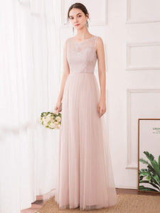Efashiongirl Ever-Pretty Romantic A-Line O-Neck Embroidery Tulle Bridesmaid Dress EP00740