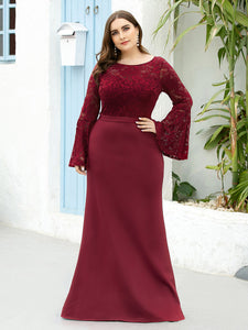 Wholesale Burgundy Evening Dress for Women Round Neck Fishtail –  Efashiongirl Wholesale