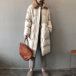 Winter Faux Fur Vintage Thick Down Jacket Oversize Parkas Cotton Coat
