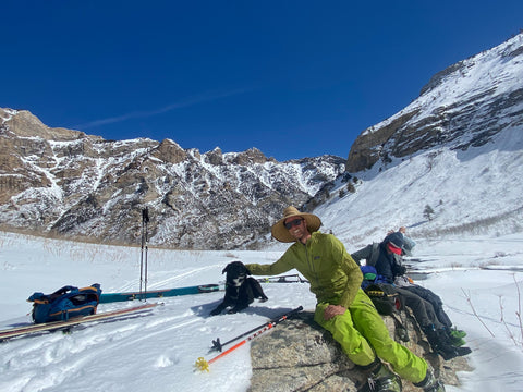 Zac Barbiasz Ski Mountaineering with his Dog