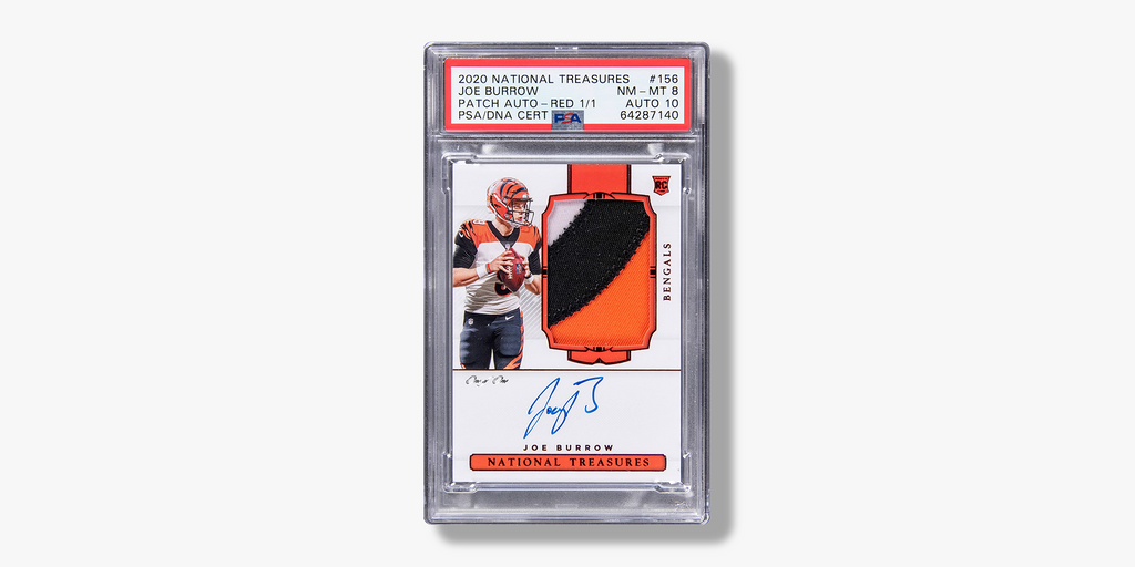 2020 National Treasures Joe Burrow Patch Autographs- RED 1 (#1/1)  #156