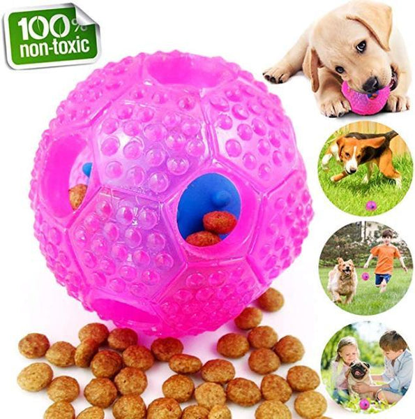Natural Rubber Treat Dispensing Dog Ball Red