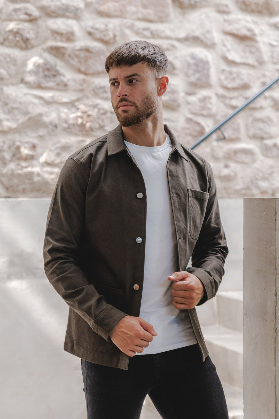 Flannel Overshirt in Dark Grey Marl - TAILORED ATHLETE - USA