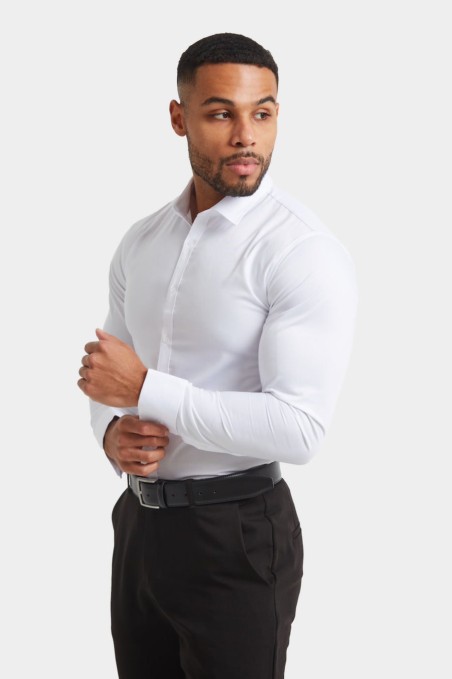 Athletic Fit Double Cuff Shirt in Black - TAILORED ATHLETE - USA