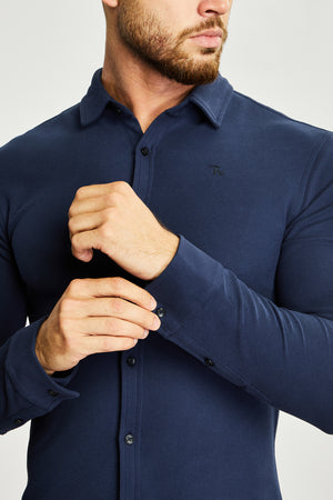 Pique Jersey Shirt in Navy - TAILORED ATHLETE