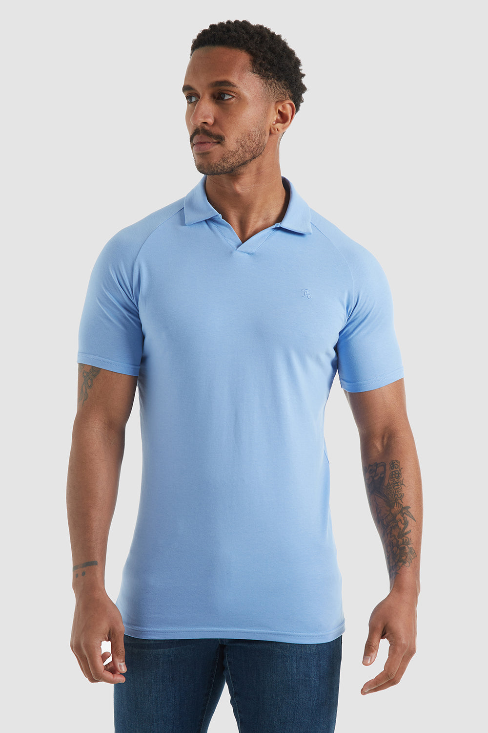 Jersey Buttonless Polo Blue Melange - TAILORED ATHLETE