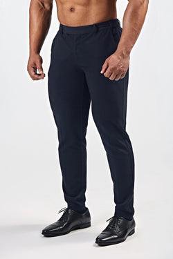 navy fitted trousers