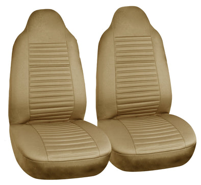 Suede Leather Look Front Grey Car Seats & Headrest Cover Set of 2