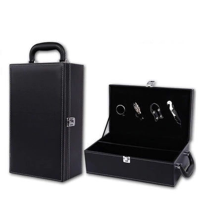 Creative Leather Double Wine Boxes PU Leather Case Wine Holder with Handle Crafts Ornaments Business Gift - Mirage Novelty World