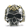 Mens 316L Stainless Steel Cool Silver Golden Big Skull Freemasons Newest Ring - Mirage Novelty World