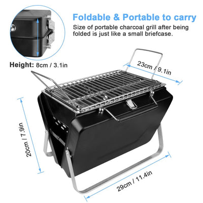 Stainless Steel Outdoor Charcoal BBQ Grill Rack Folding BBQ Barbecue Accessories Portable Home Kitchen Camping Cooking Tools - Mirage Novelty World