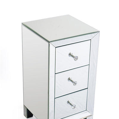 Modern and Contemporary Mirrored 3-Drawers Nightstand Bedside Table Side Table 30 x 30 x 60cm  forBedroom - Mirage Novelty World