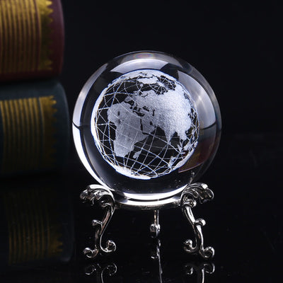 3D Crystal Ball Glass Laser Engraved Miniature Earth Model Sphere Crystal Craft Home Decoration - Mirage Novelty World