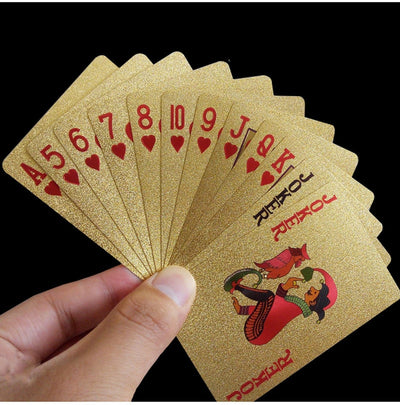Golden Playing Cards Deck gold foil poker set Magic card 24K Gold Plastic foil poker Durable Waterproof Cards magic - Mirage Novelty World