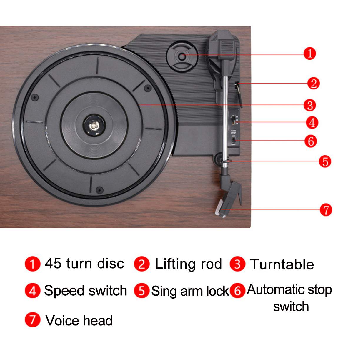 33 45 78 Rpm Record Player Antique Gramophone Turntable Disc