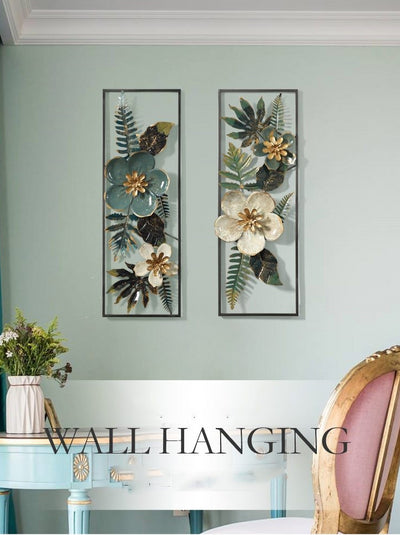 3D Wrought Iron Artificial Flower Wall Hanging Craft for Home Decor Mural Art