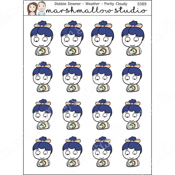 DEBBIE DOWNER WEATHER - PARTLY CLOUDY - PLANNER STICKERS - S389 - Marshmallow Studio