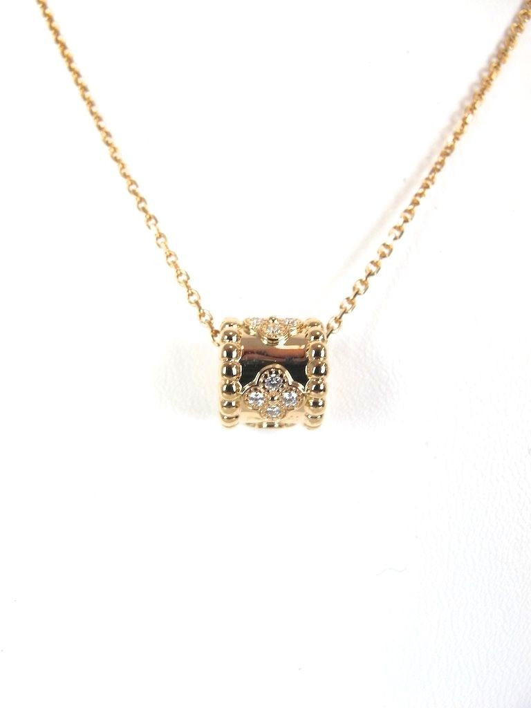 VAN CLEEF & ARPELS Perlee 18K Pink Gold Necklace w Diamond Motifs ...