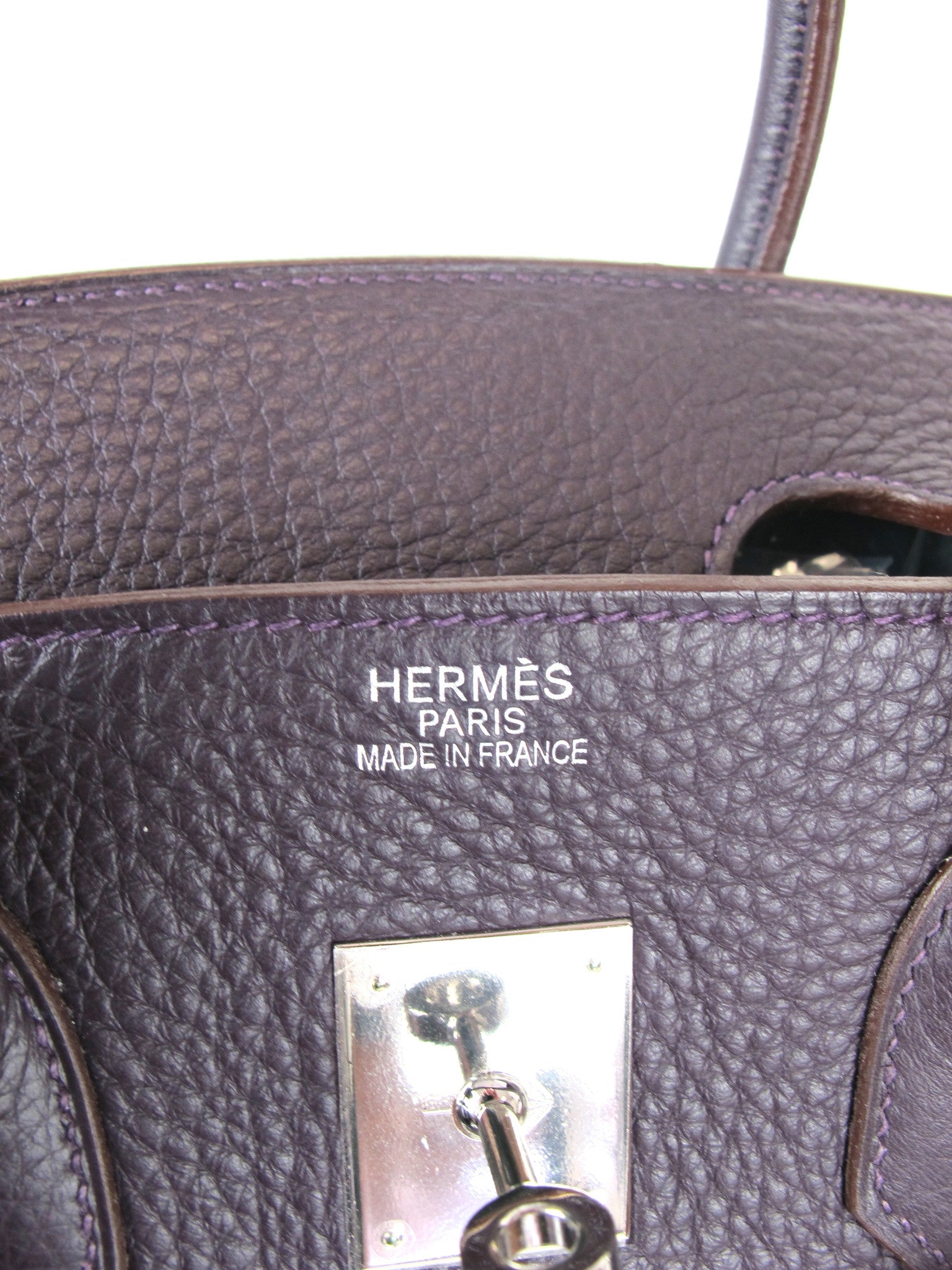 HERMES 35cm Birkin Aubergine Togo Leather with Palladium Hardware 2007 ...