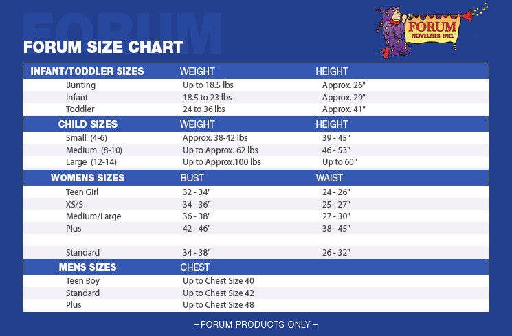 Forum Novelties Size Chart