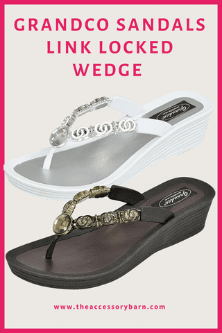 Grandco Sandals - Jeweled Sandals for Women - Link Locked Wedge