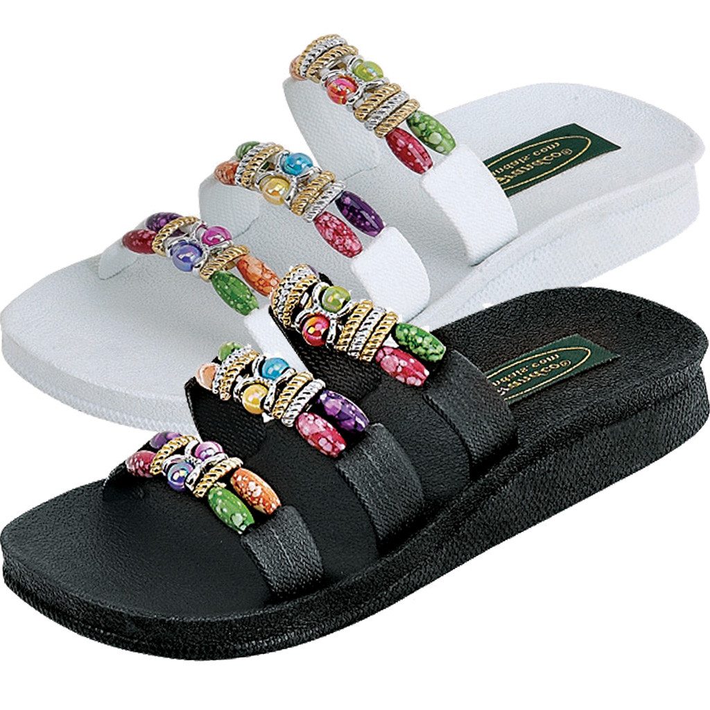 beaded slip on sandals