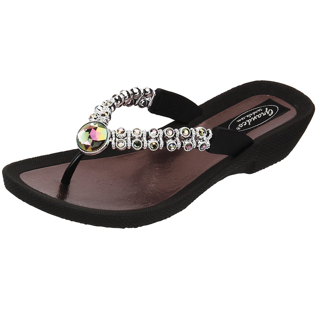 navy blue flip flops with bling