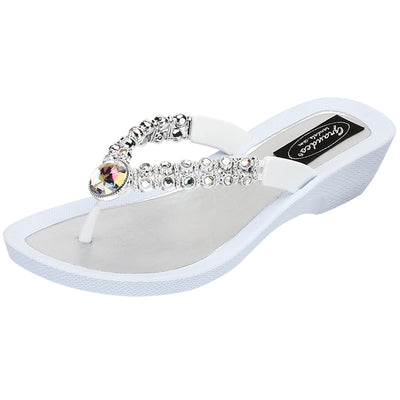 Grandco Women's Rhinestone Thong Sandals - Jeweled Summer Beach Sandal ...