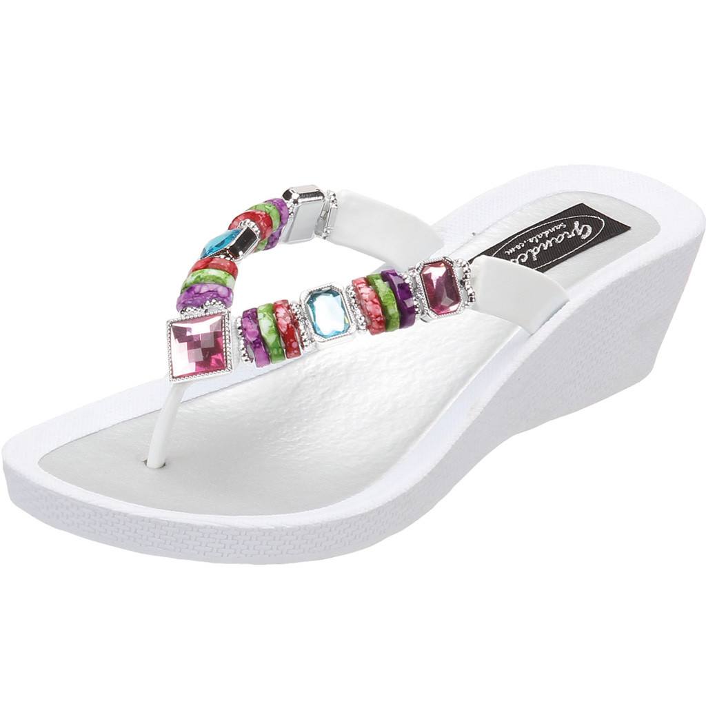 rainbow wedge thong sandal