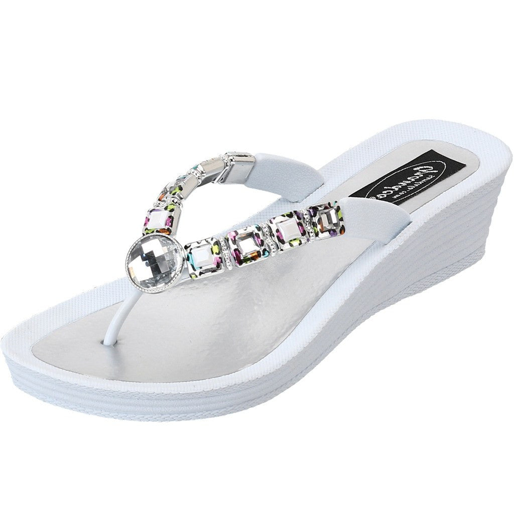 white jeweled sandals