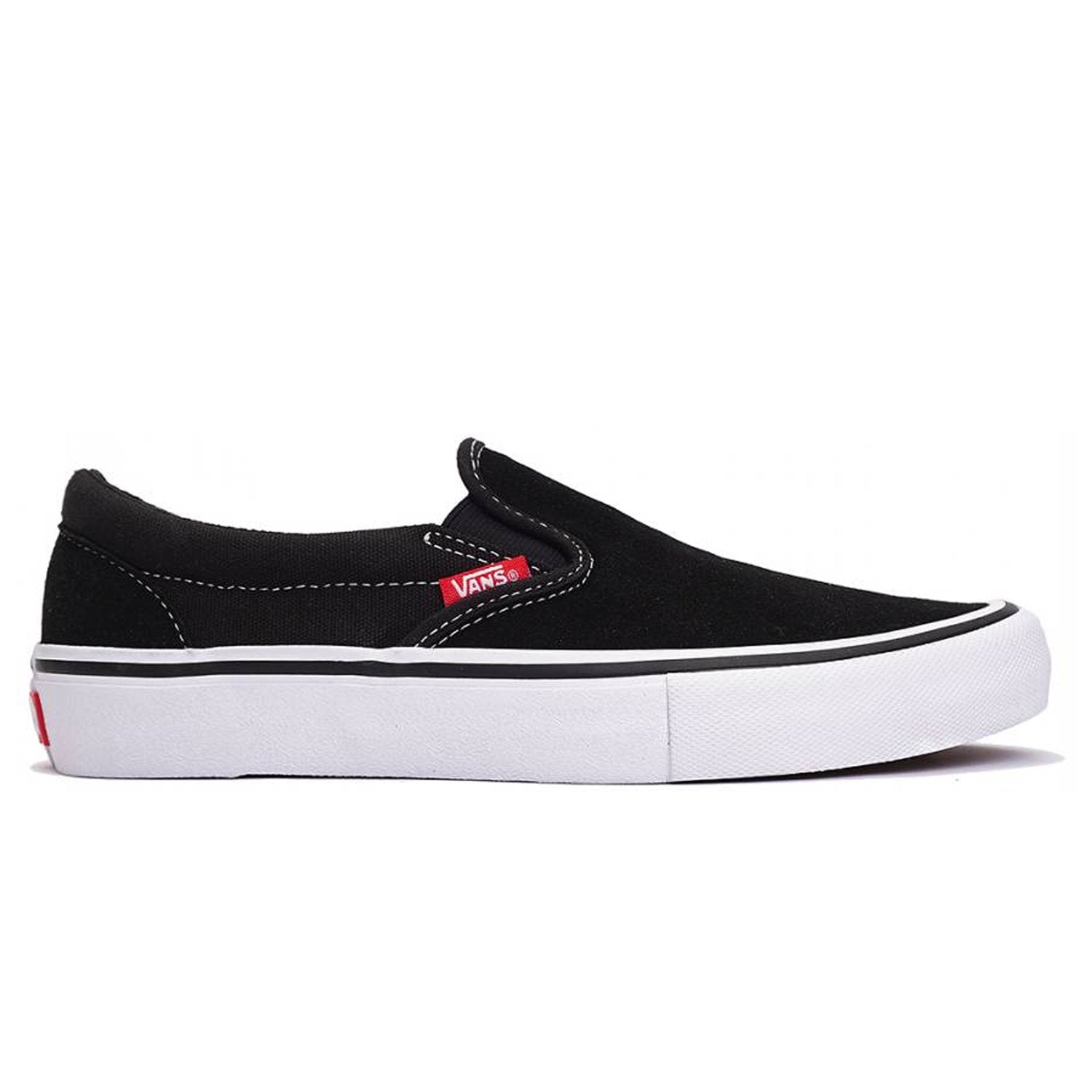 black and white vans slip on pro