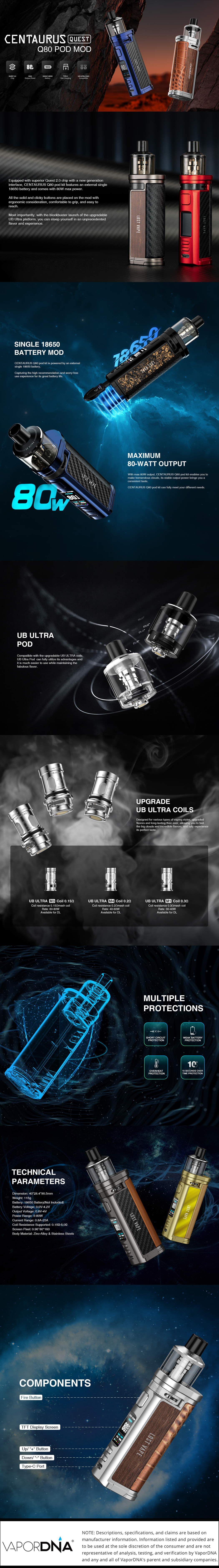 Lost Vape Quest Centaurus Q80 Infographic