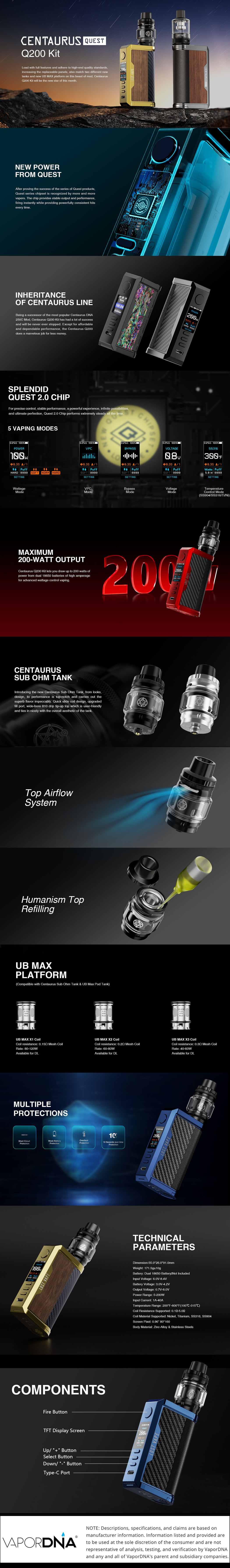 Lost Vape Centaurus Q200 Infographic