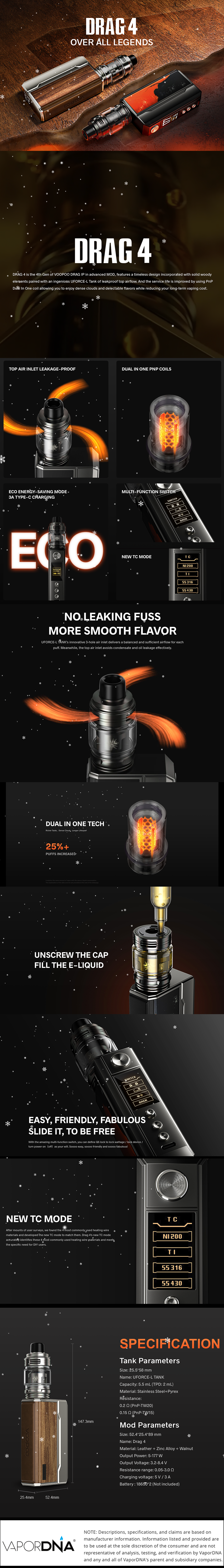 VooPoo Drag 4 Infographic