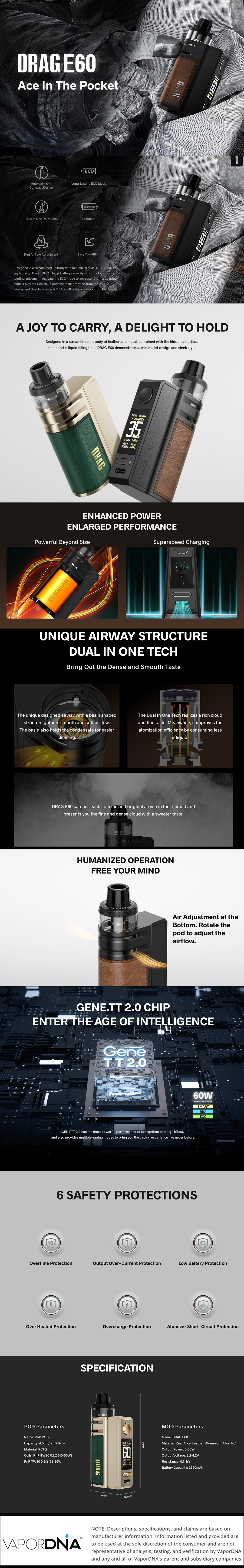 VooPoo Drag E60 Infographic