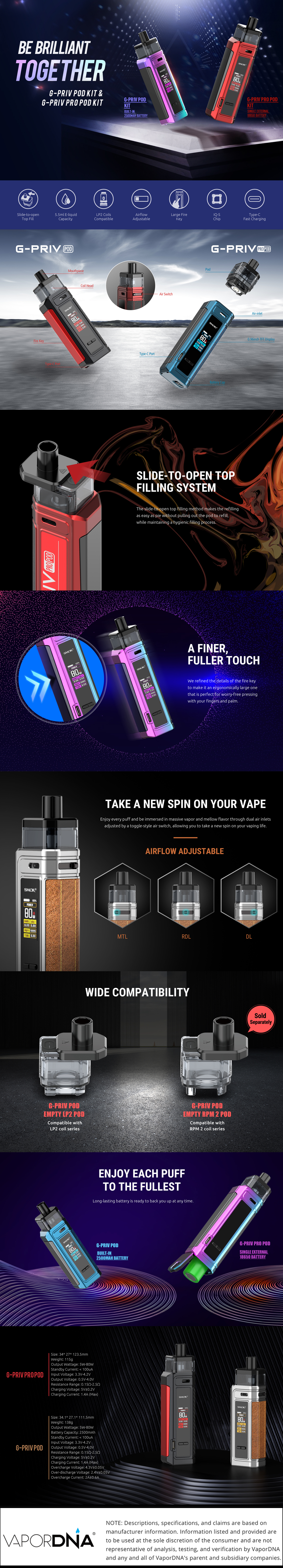 SMOK G-PRIV 80W Pod Mod Kit Infographic